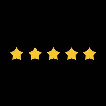 Five yellow stars customer product rating review. Vector flat illustration isolated on the white background